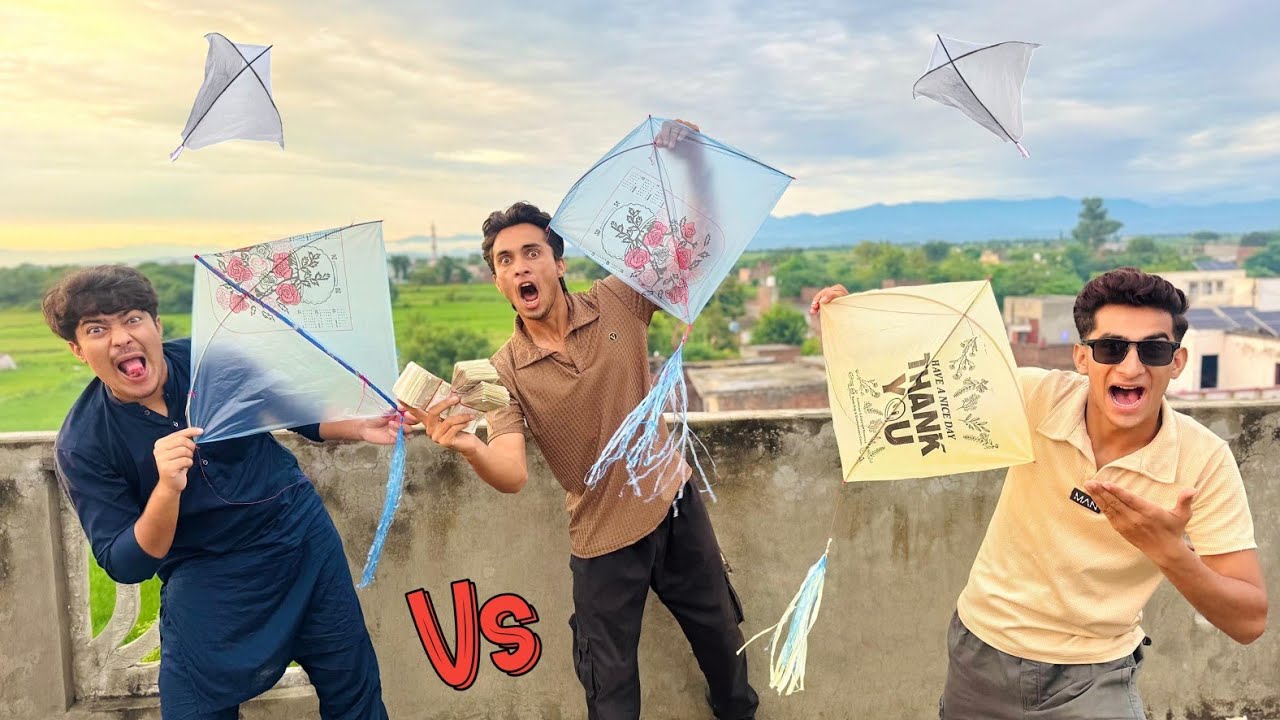 3 Plasticbag Kite Flying & Cutting Challenge 