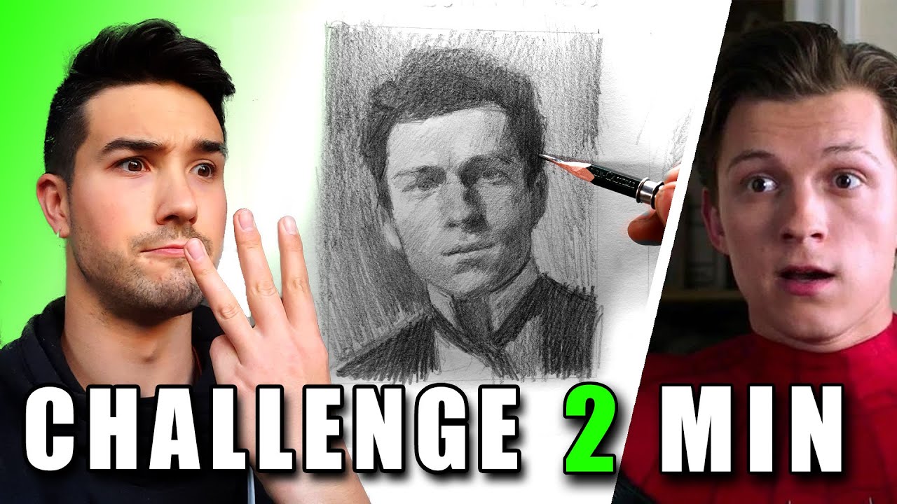 Reto para dibujar MEJOR | Dibujo de retrato  2 MIN vs 30MIN  | Tom Holland