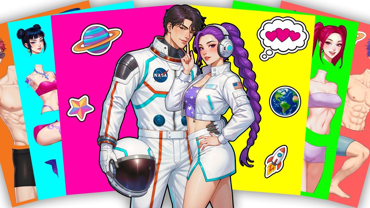 Ready for takeoff! 🚀🌙 HUNTRIX RUMI x Astronaut SAJABOYS JINU - KPOP DEMON HUNTERS | Sticker Book DIY