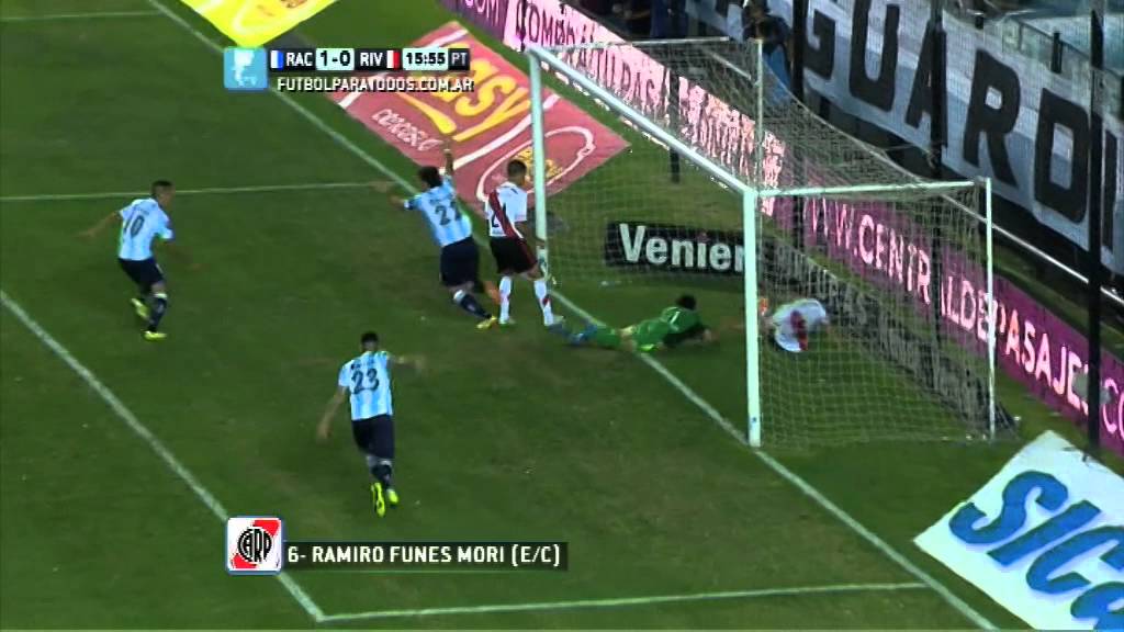 Gol Funes Mori (e/c). Racing 1 - River 0. Fecha 17. FPT.