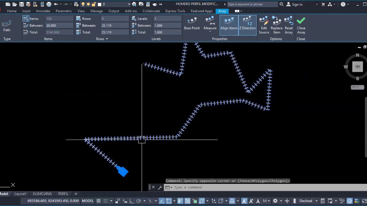 COMO REALIZAR EL ESTACADO DE UNA POLIGONAL EN AUTOCAD EN INGLES Y ESPAÑOL CON LA HERRAMIENTA ARRAY