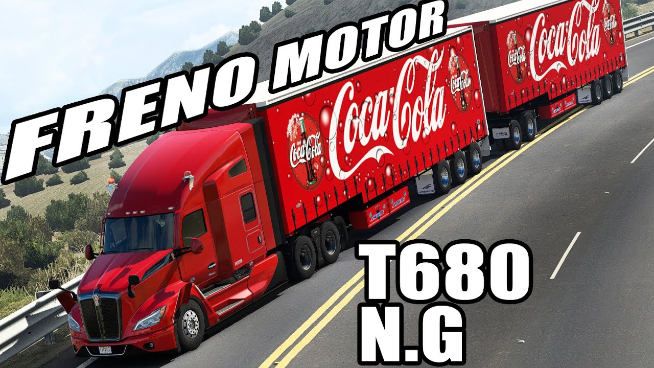 Cami&oacute;n de Coca Cola DOBLE Trailer Aplicando Freno de MOTOR Bajada American Truck Simulator