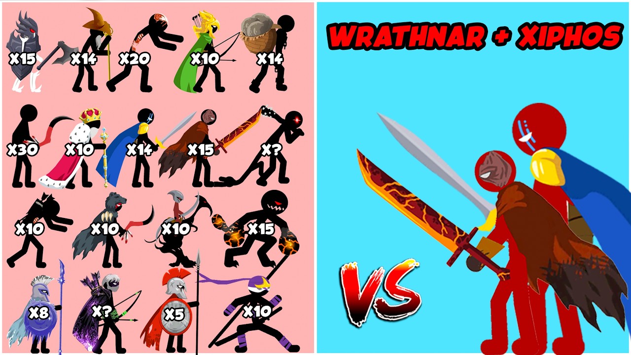 Stick War: Saga - Wrathnar & New Xiphos Vs All Skins Units Army - Who Will Win?