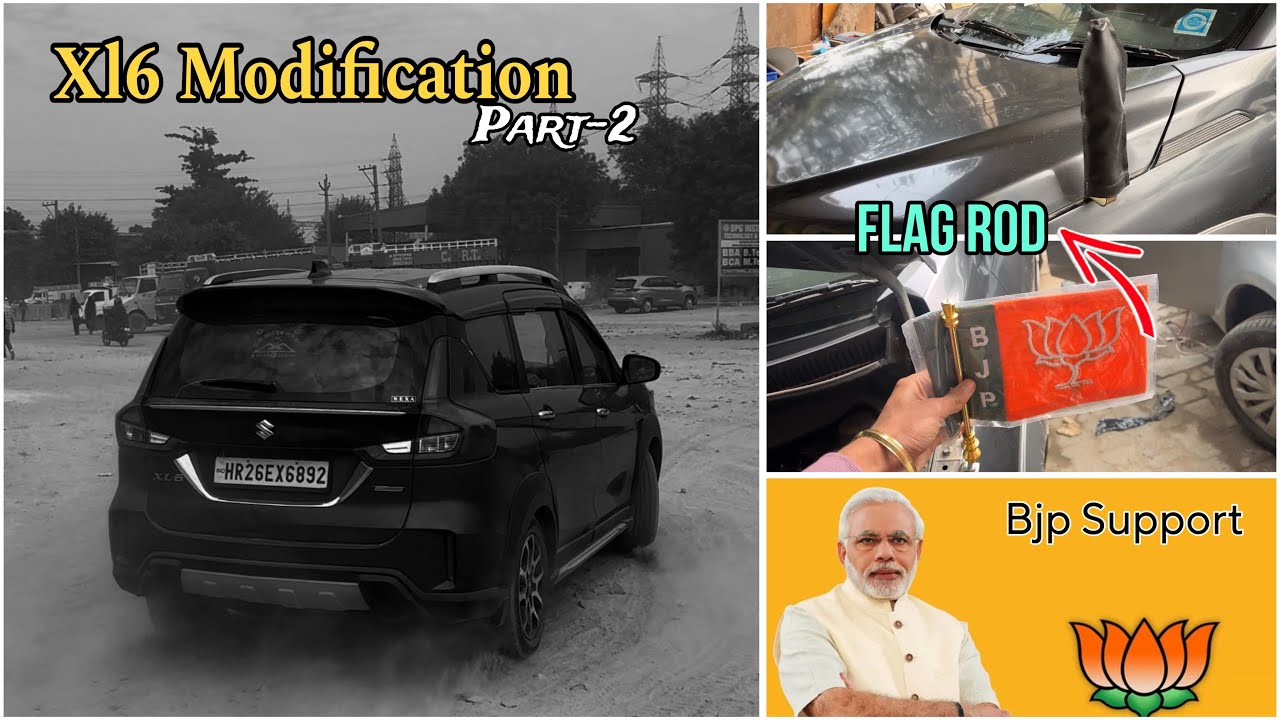 Installing New Flag Rod In Our Car 😍 l Part-2 l Bjp flag 🚩 l Vlog-80