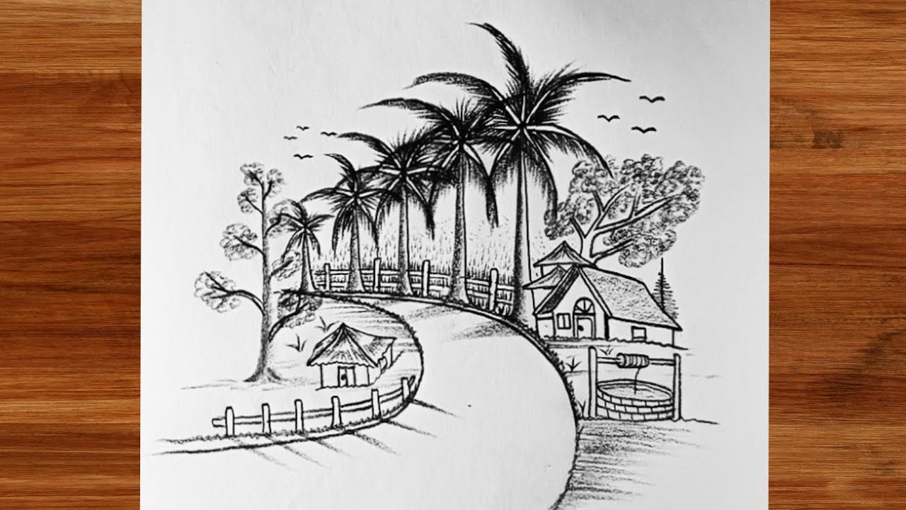 How to draw a narrow street amazing scenery by pencil sketch.
