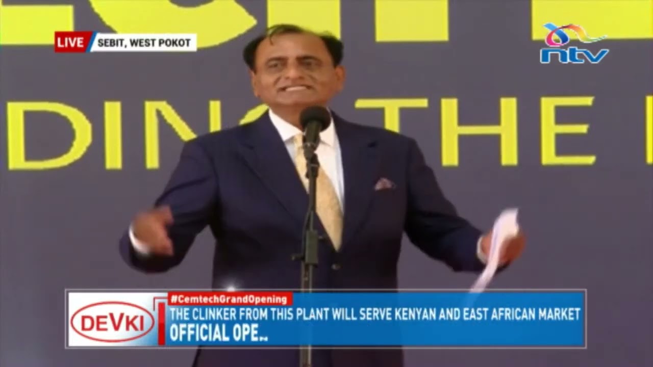 Narendra Raval speaks during the opening of CemTech Limited Clinkerization Plant in West Poko
