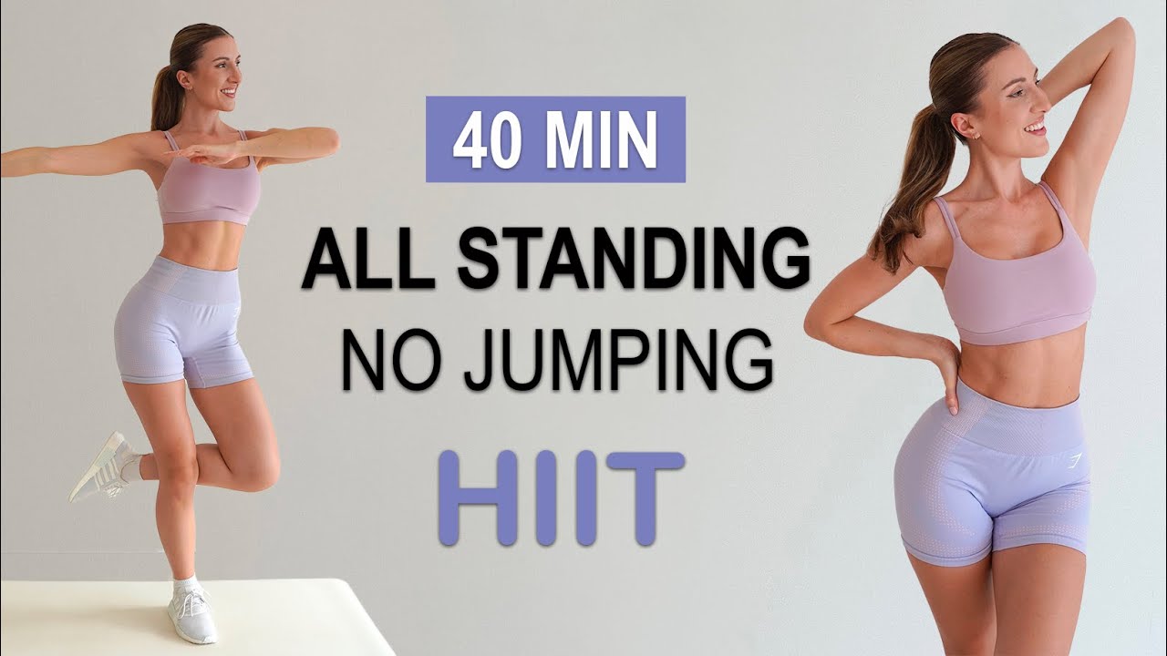 40 Min High Intensity Fat Burning HIIT | ALL STANDING - NO JUMPING, No Repeat, Knee + Wrist Friendly