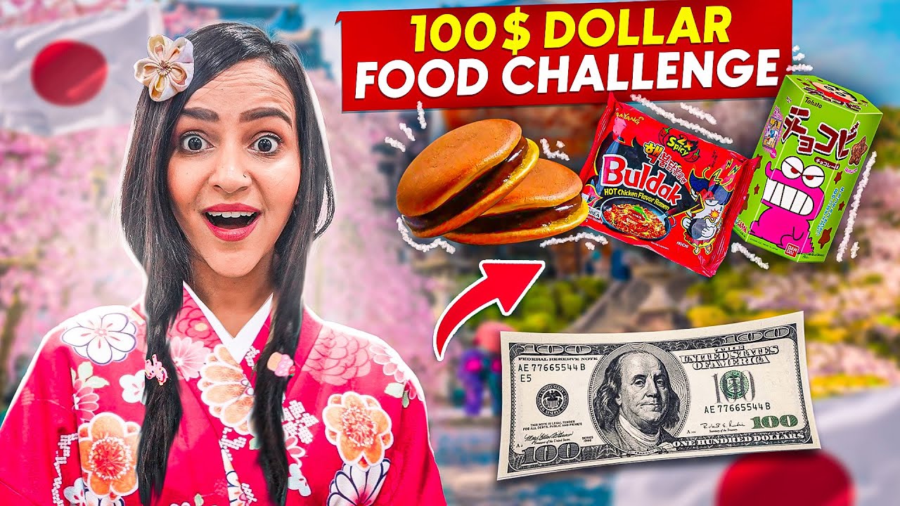 $100 STREET Food Challenge in JAPAN || GOLD ICE CREAM, BUBBLE TEA ..