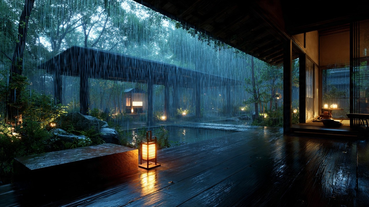 Forest Cabin Porch Rainstorm to Sleep Deeply | Asmr Rain on Forest Lake to Cure Insomnia