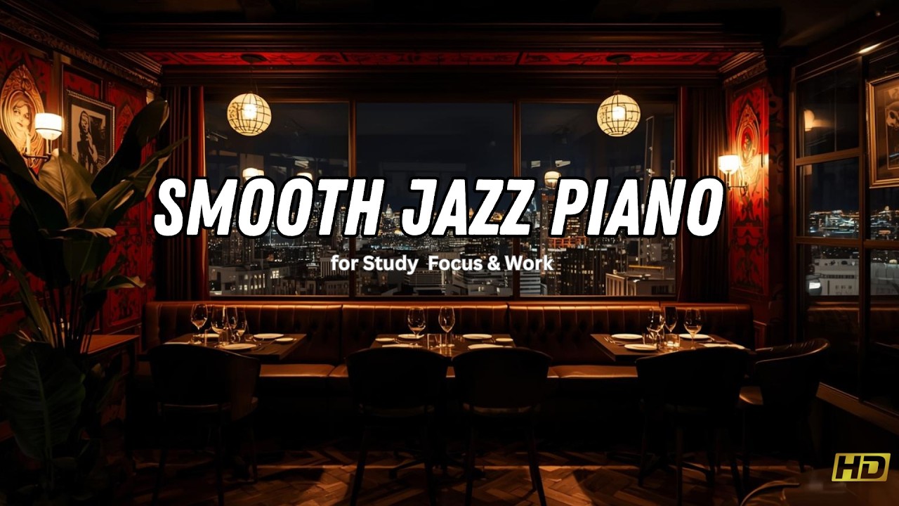 Smooth Jazz Piano 4K | Cozy Coffee Shop Ambience for Deep Work & Concentration