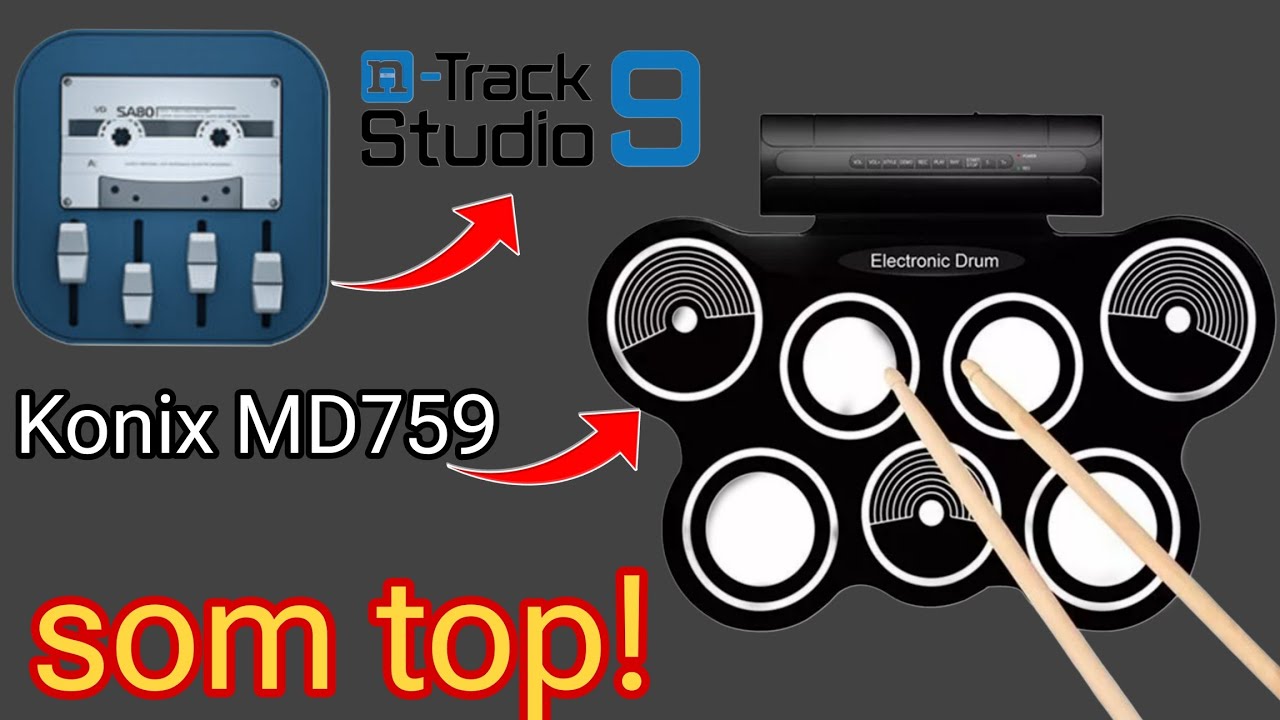 bateria de silicone Konix MD759 controlando ntrack Studio 9...... Midi