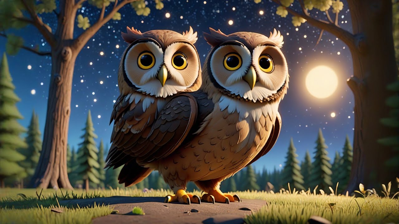 Nina Owl Looks at Stars | Peaceful Bedtime Song for Kids | Soothing Owl Nursery Rhyme