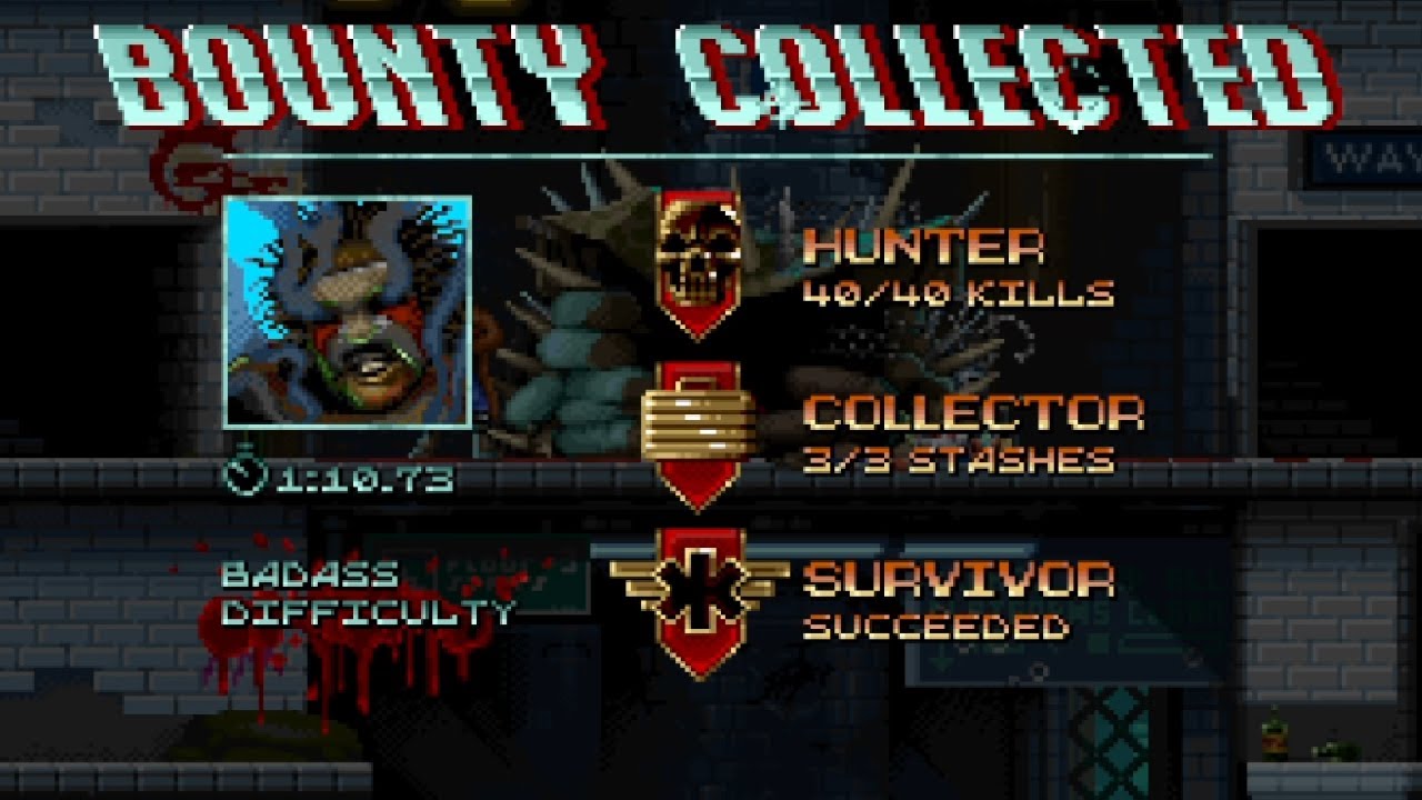 2-1 TNT Randy 1:10.73 || Huntdown 100% Badass Speedruns