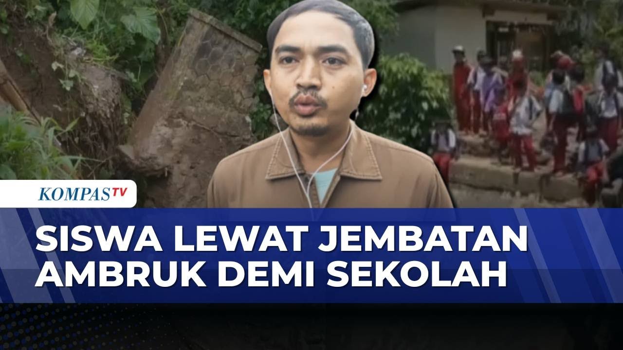 Jembatan Ambruk di Pandeglang, Siswa SD Menyeberang Lewat Jembatan Ambruk | KOMPAS SIANG