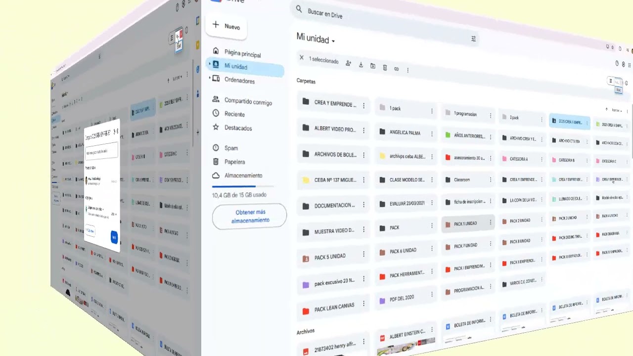 CREAMOS LA CARPETA DRIVE CREA Y EMPRENDE DE NUESTRO PROYECTO  DE EMPRENDIMIENTO