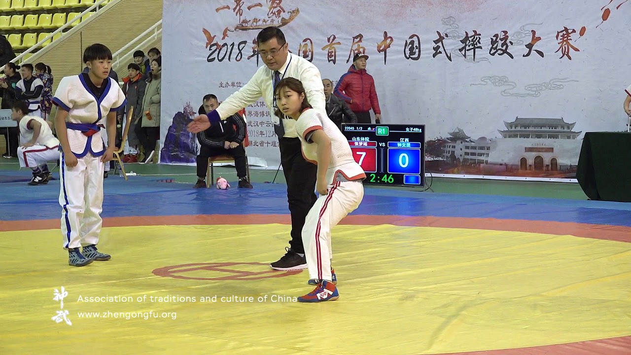 Flawless victory Shuai Jiao 48 kg girl Zhang Mengyao semi final Wudang China