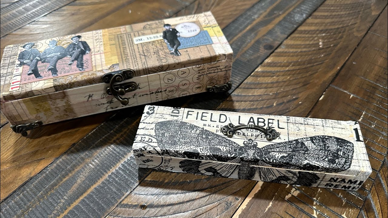 Craft With Me - Let’s Tim Holtz Paper Collage Wood Boxes - So Easy, So Fun!
