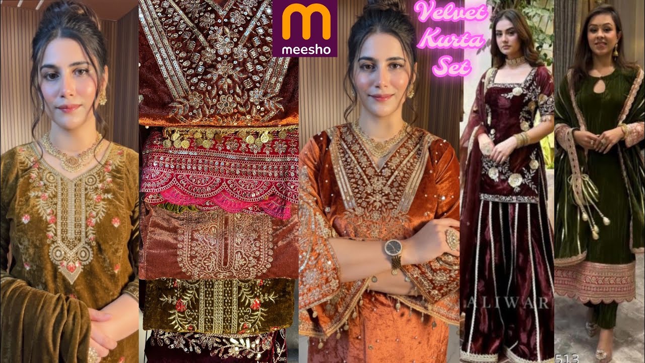Meesho 10+ Shadi special velvet kurta set designer viral kurta sets khoobsurat collection 