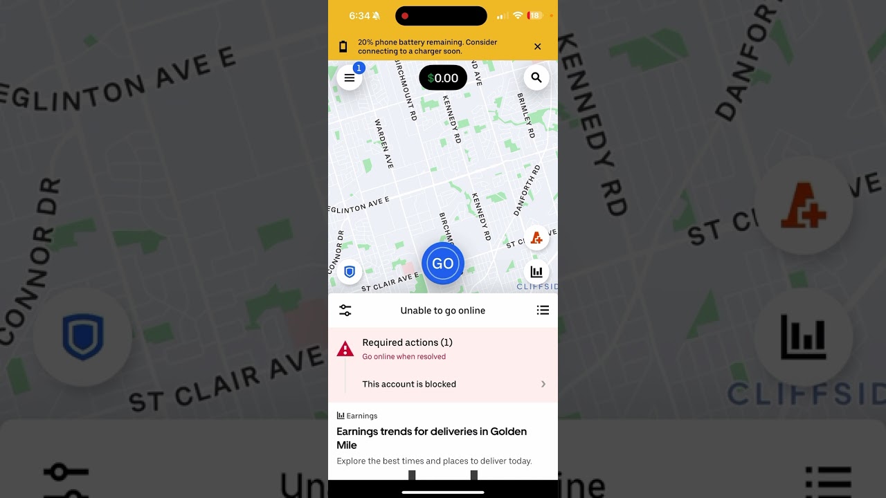 Uber driver Account Blocked - can&rsquo;t go online problem solve
