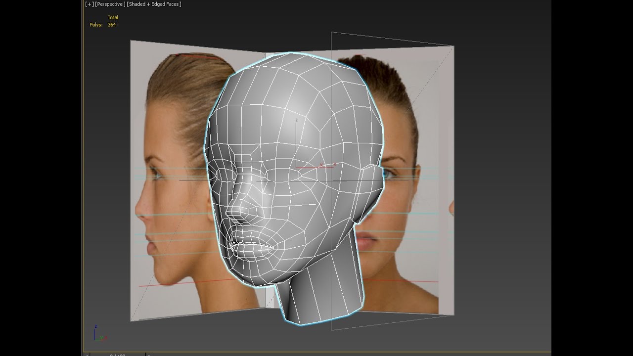 Autodesk 3ds Max 3D head modeling from sphere- low poly
