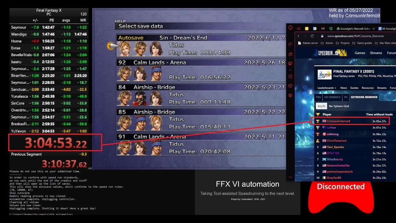FFX TAS breaks world record csr% 3h04m05s