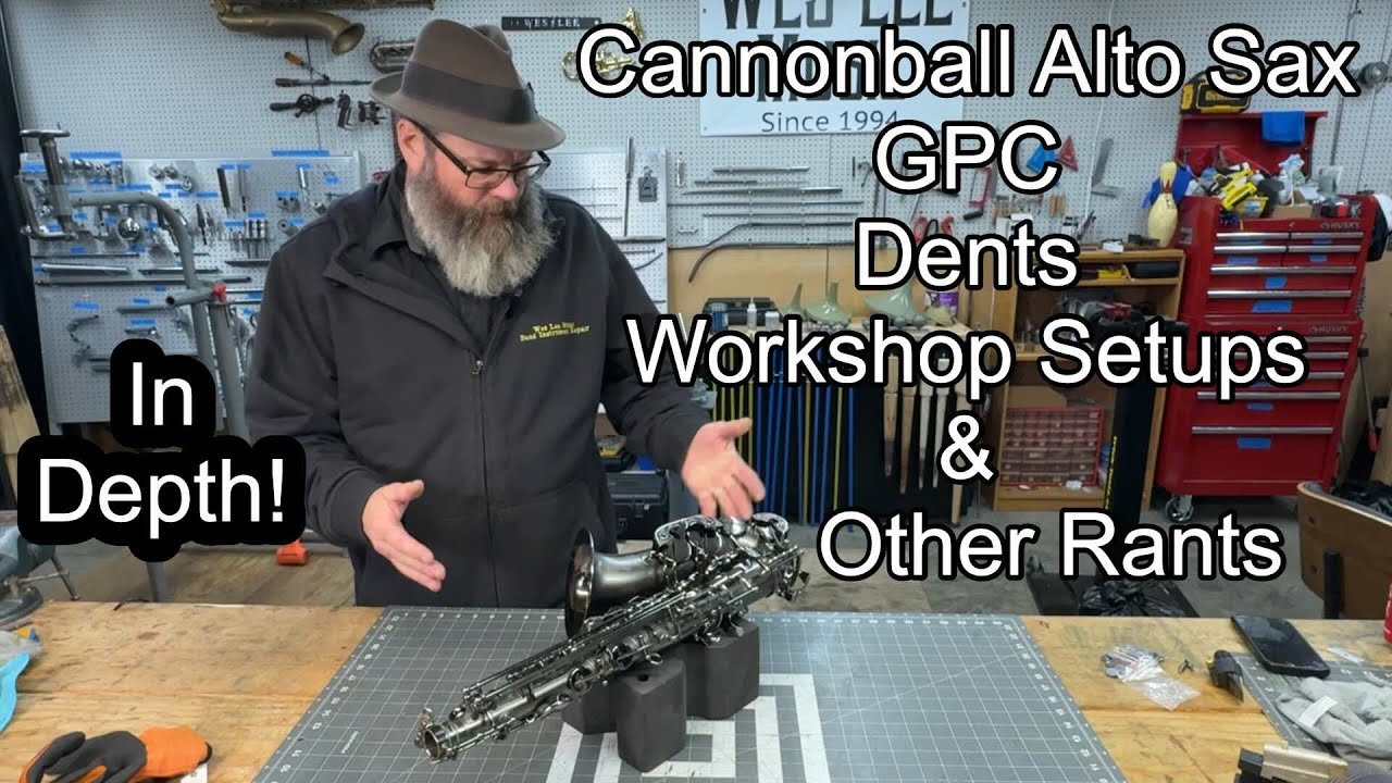 Cannonball Alto Saxophone GPC/Dents, Workshop Setups, band instrument repair
