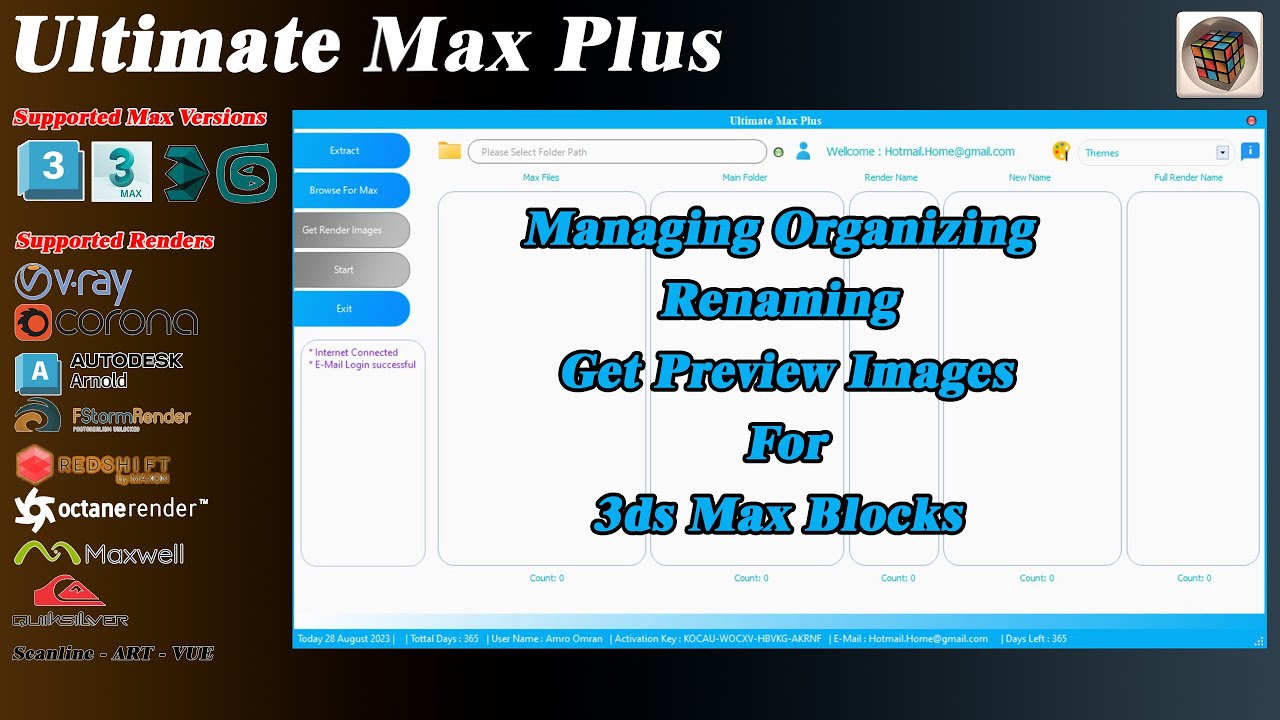 3DS MAX PLUGIN Ultimate Max Plus: For 3ds Max blocks, get previews, and arrange files for easy use.