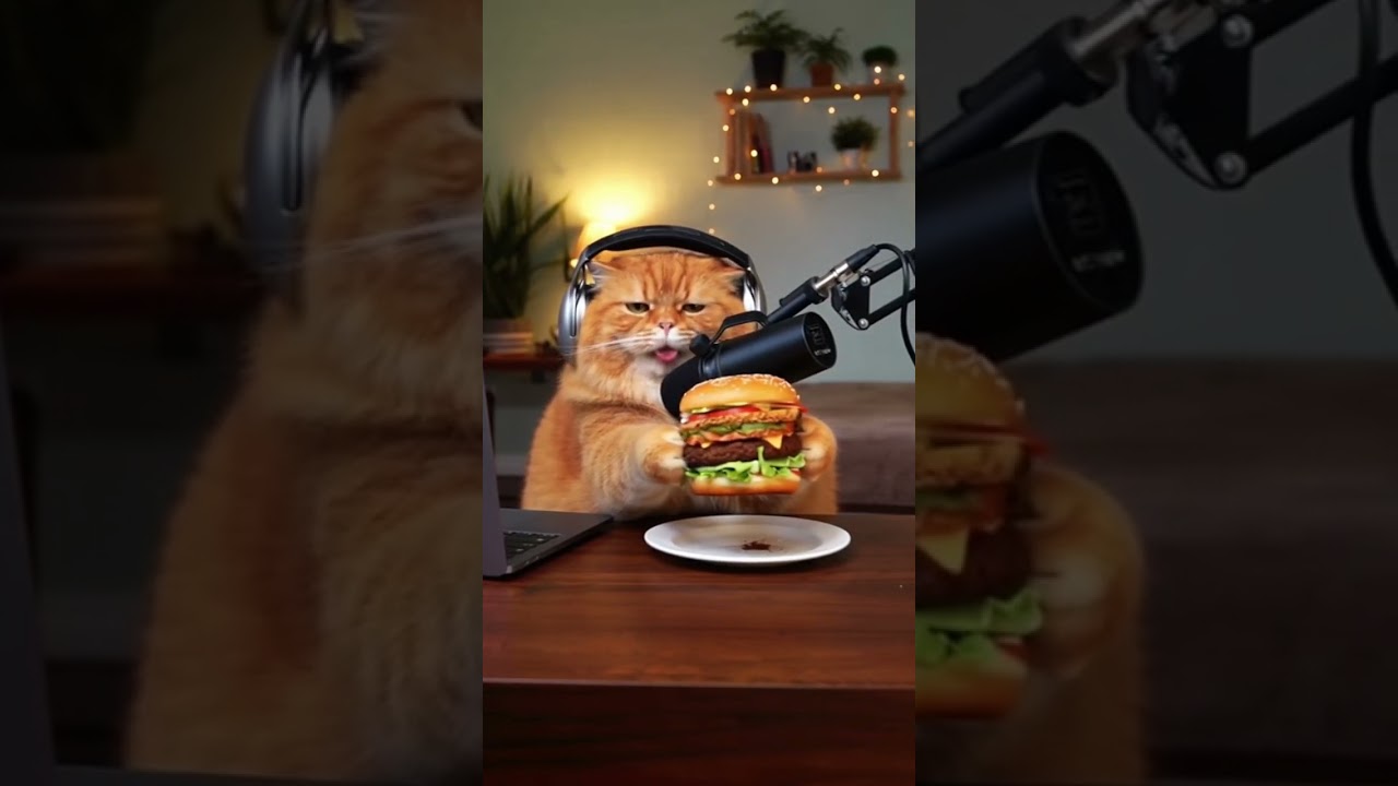 Fluffy Orange Cat Hosts Food Review Podcast