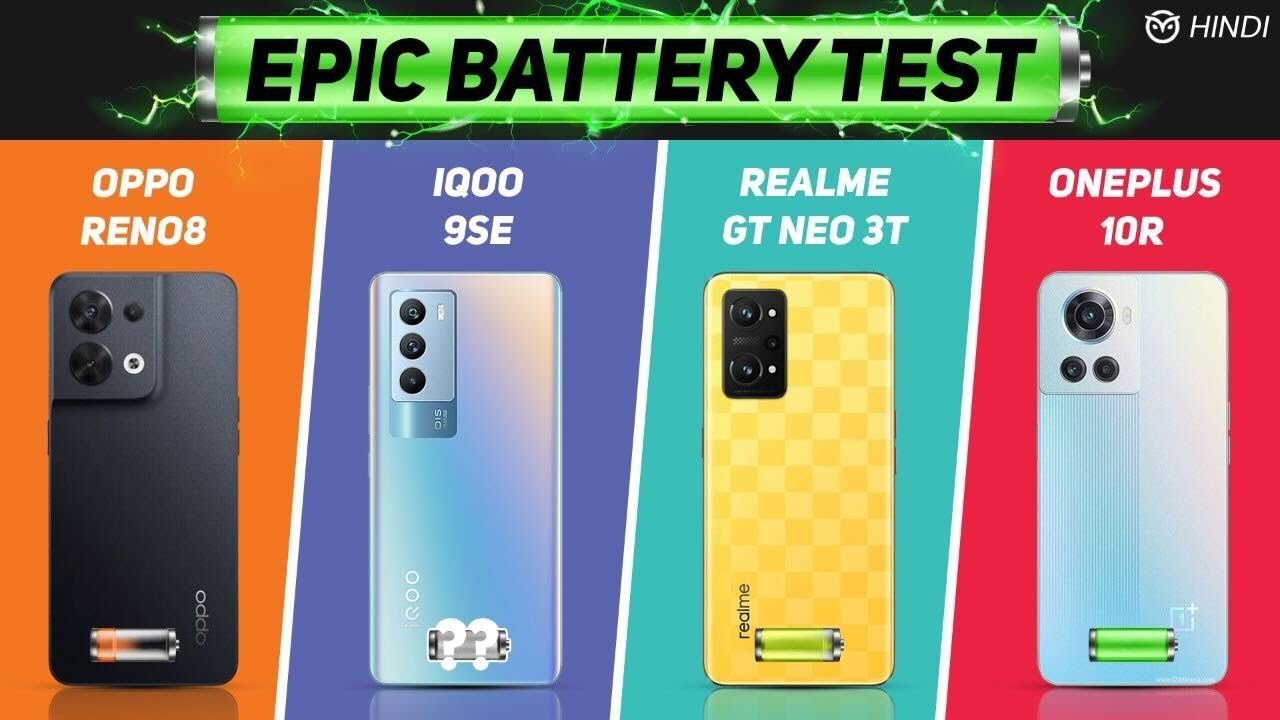 Realme GT Neo 3T vs OnePlus 10R vs iQOO 9 SE vs Oppo Reno 8, Battery Drain Test