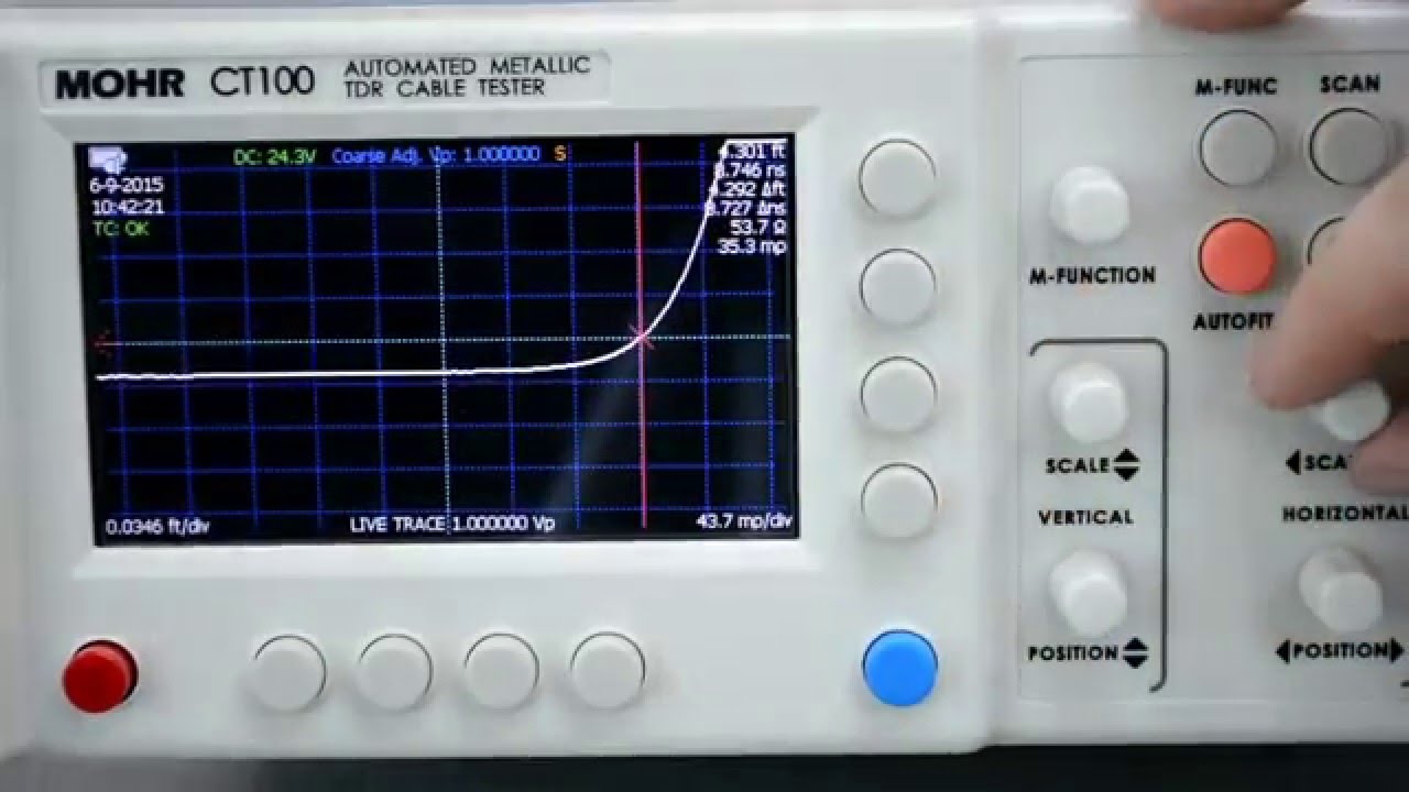 TDR Cable Tester - Velocity of Propagation (MOHR CT100 Ch. 3) Time Domain Reflectometer