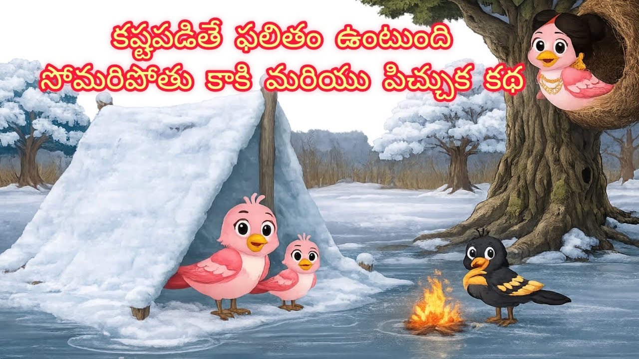 కష్టపడితే ఫలితం ఉంటుంది సోమరిపోతు కాకి మరియు పిచ్చుక కథ  | Telugu Brids | Birds Cartoon | MoralStory