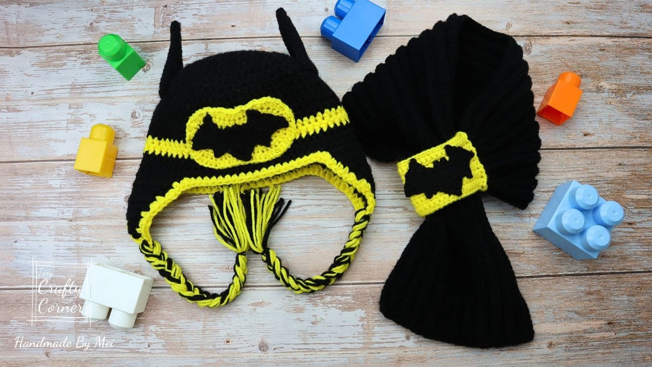 Crochet Easy Scarf for Kids, Batman Scarf Tutorial