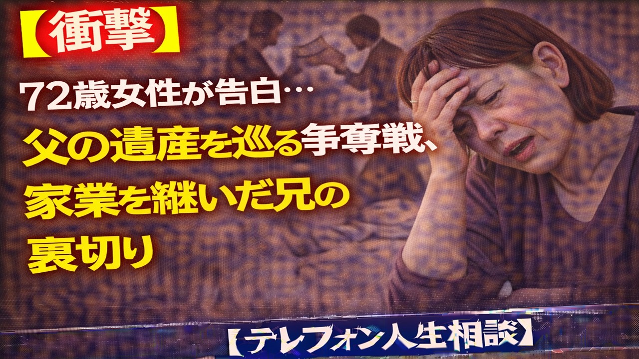 【衝撃】72歳女性が告白…父の遺産を巡る争奪戦、家業を継いだ兄の裏切り [テレフォン人生相談 ]