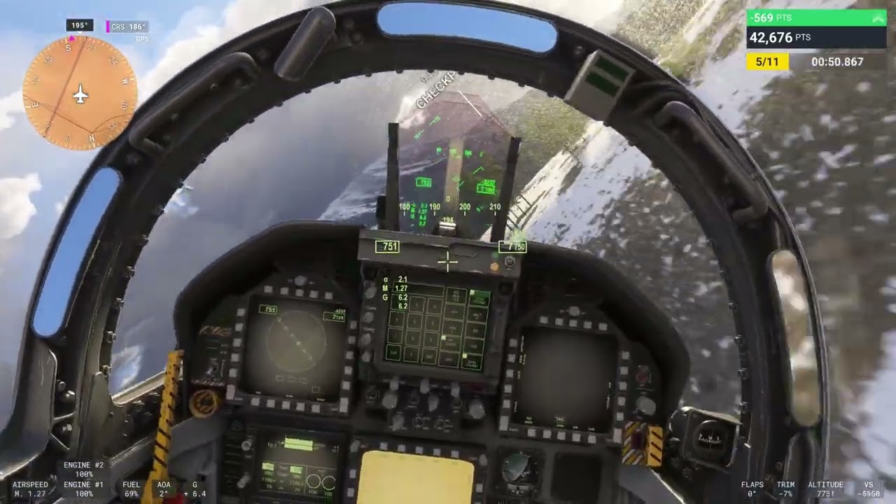 MS Flight Simulator Low Altitude Challenge Pulled Up 10G Almost Passed Out