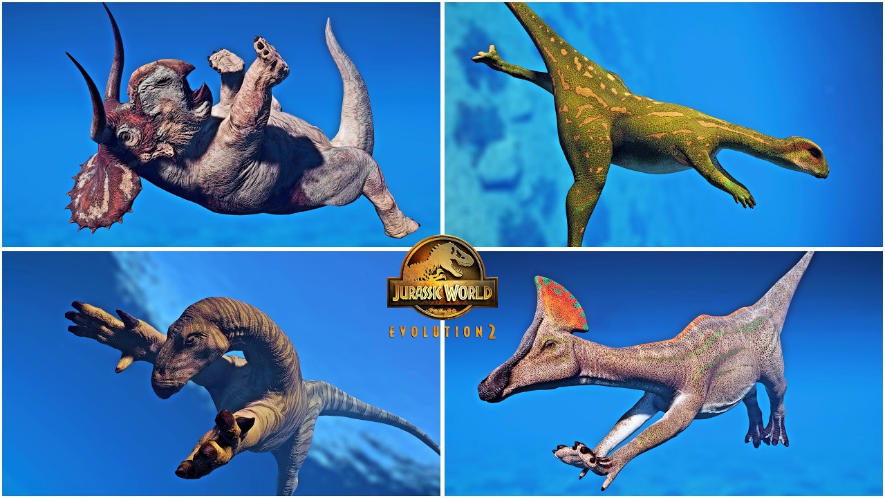 EVERY HERBIVORE DINOSAUR GETS RAGDOLLED INTO LAGOON IN JWE2