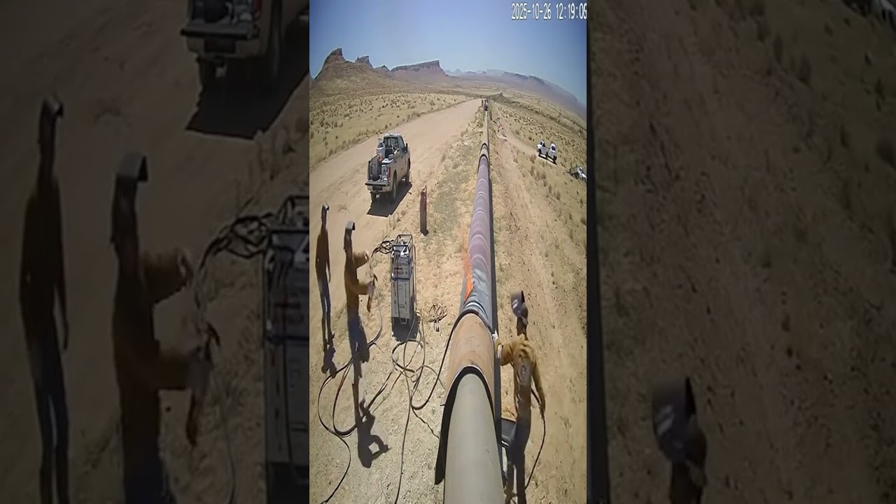 Pipeline Weld Flash Fire Chaos Melted Hoses and Dust on 540p CCTV