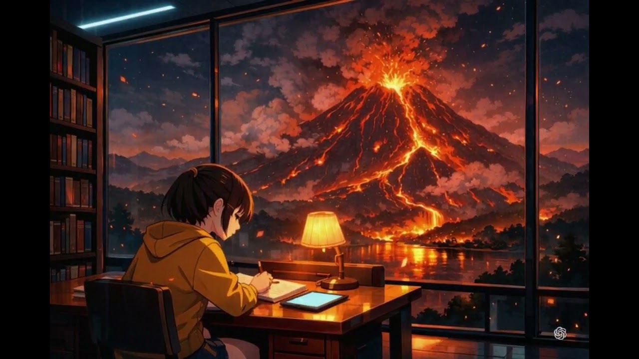 Deep Focus Study Music Volcano Night Ambience