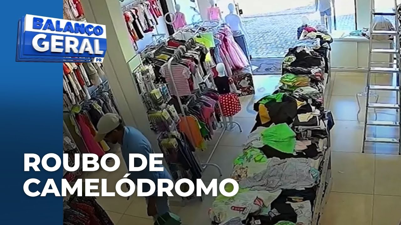 Câmeras de segurança flagraram a ação de bandido que roubou um camelódromo em Londrina