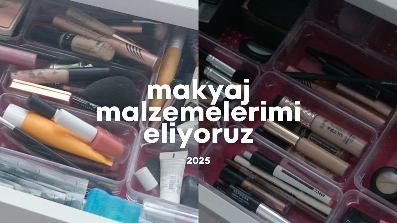 Aşırı karışık makyaj çekmecemi düzenliyoruz | Eleme & Düzenleme