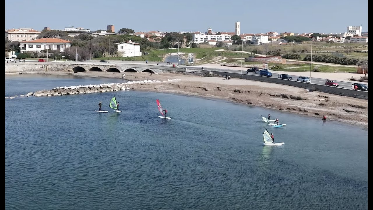 FOIL WINDSURF BOARDS   3 PONTI ARDENZA LIVORNO 12.03.2022 RIPRESA AEREA