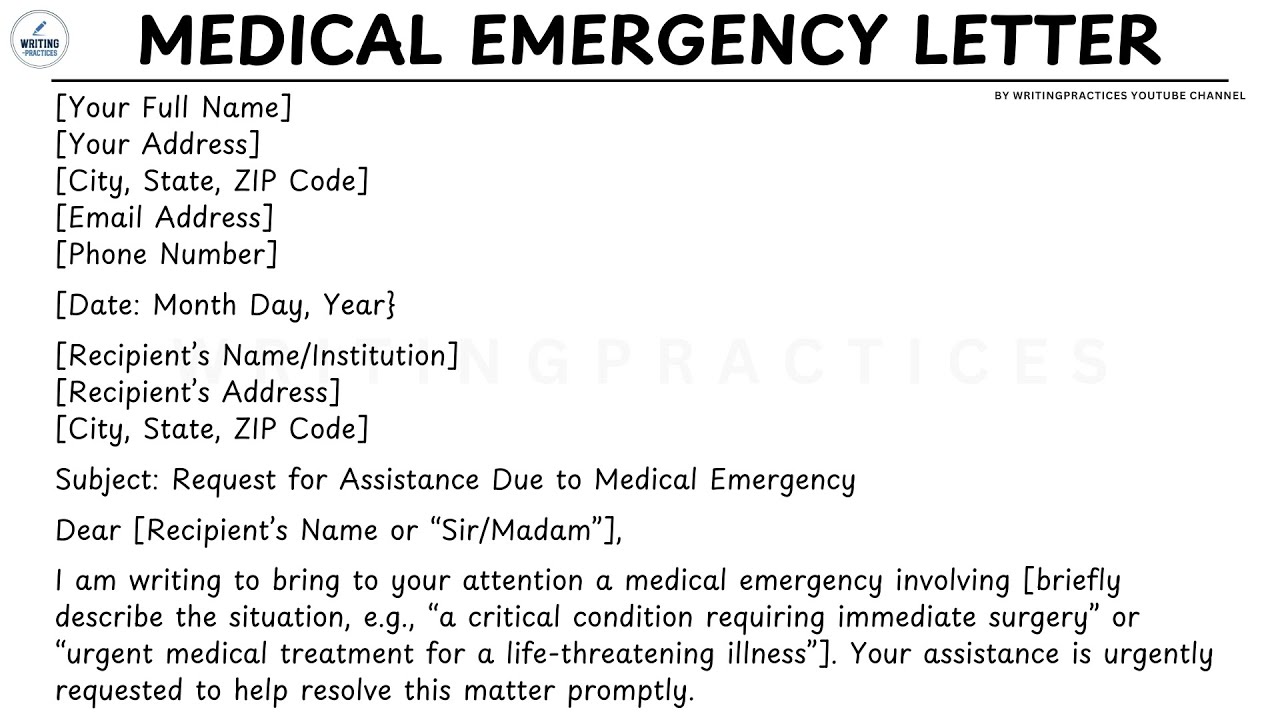 [LETTER TEMPLATE] How To Write A Medical Emergency Letter Steps Guide | Writing Practices