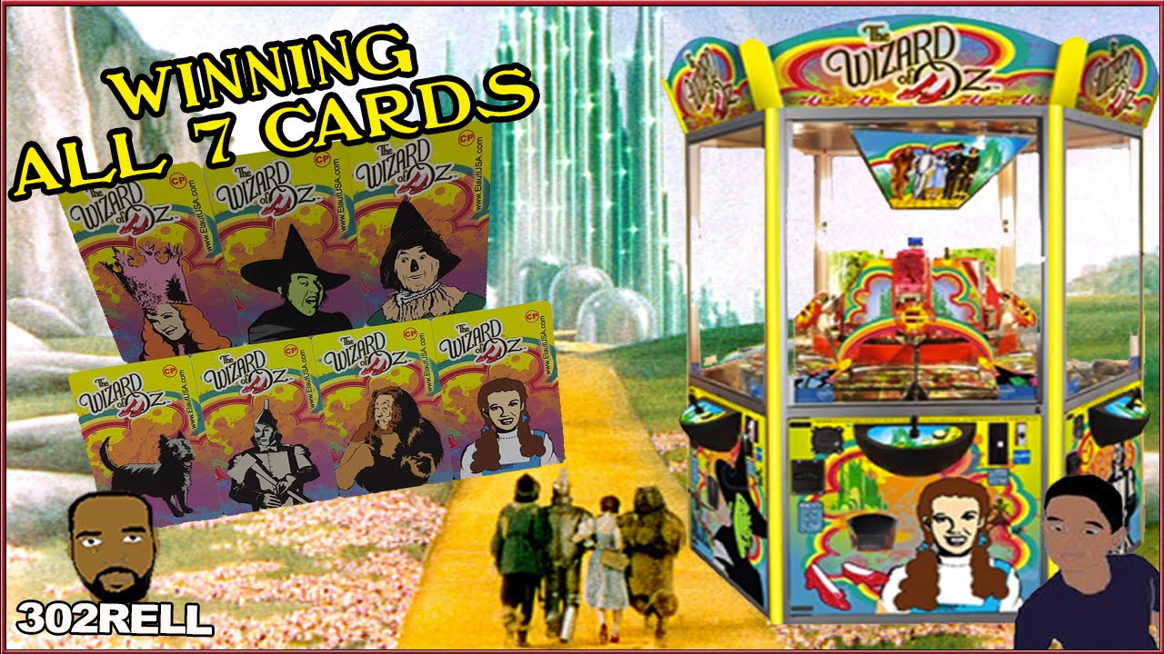 Winning All 7 Cards - Wizard of Oz Coin Pusher Arcade Machine Game