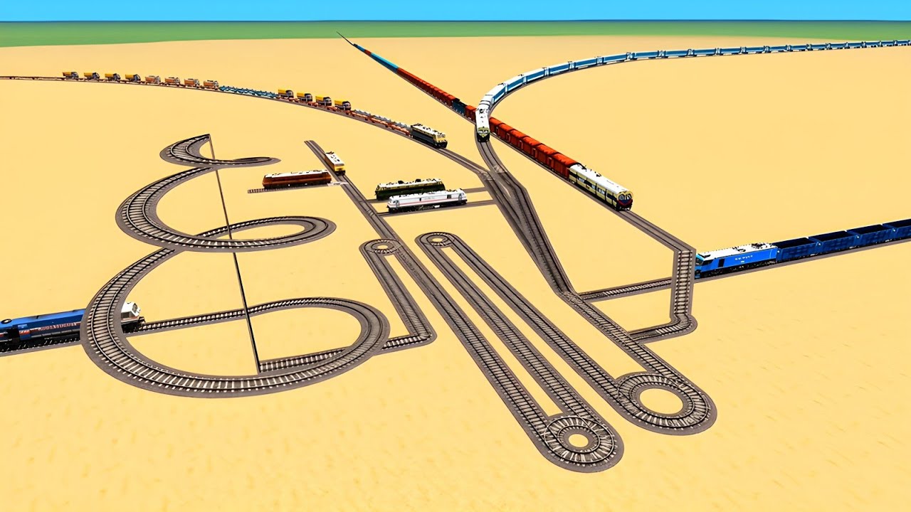 FACE TO FACE ALL TRAINS AT SAME TRACK CIRCLE 💖WITH UTRUN RAILROAD RAILWORK BEANG DRIVE 