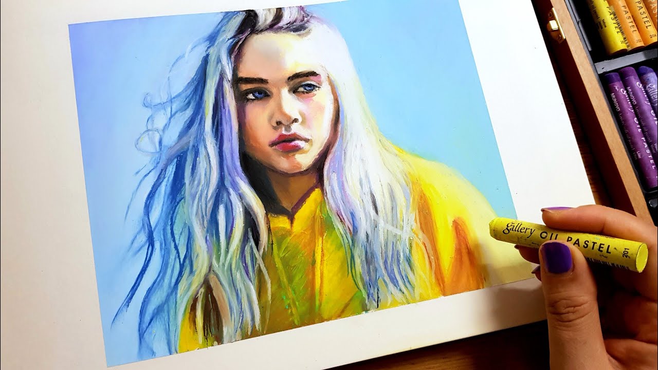 Oil Pastel Portrait / oil pastel drawing girl's face