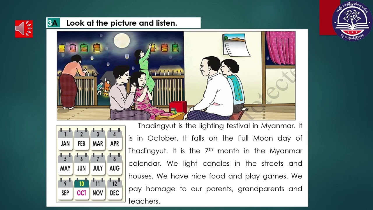 Grade4 English,Unit 4(Happy days in my life),Lesson 2(What do you do at Thingyan),Page(34to37)Part 2