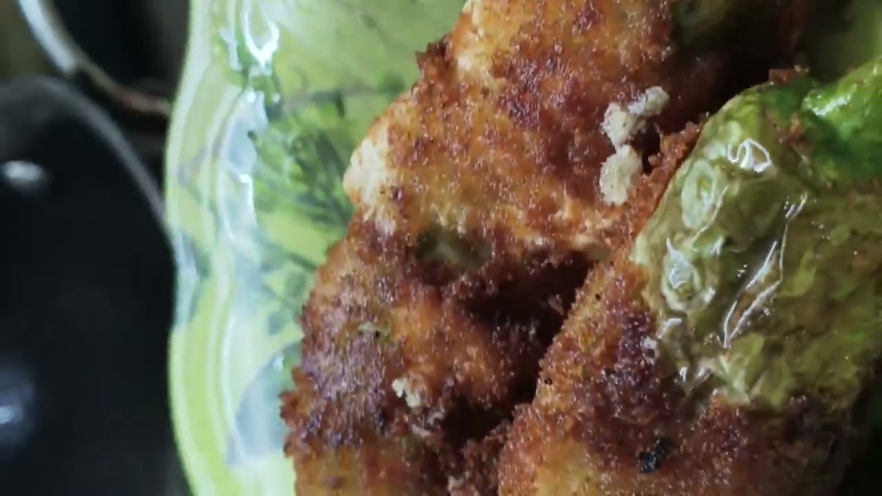Green chilli  with cheez & keema stuffffing 