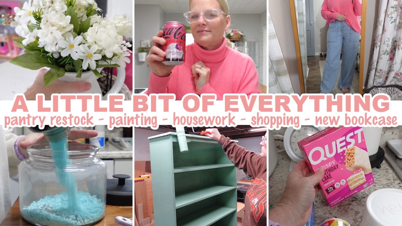 A LITTLE BIT OF EVERYTHING // PANTRY RESTOCK - PAINTING - HOUSEWORK - SHOPPING  - NEW BOOKSHELF