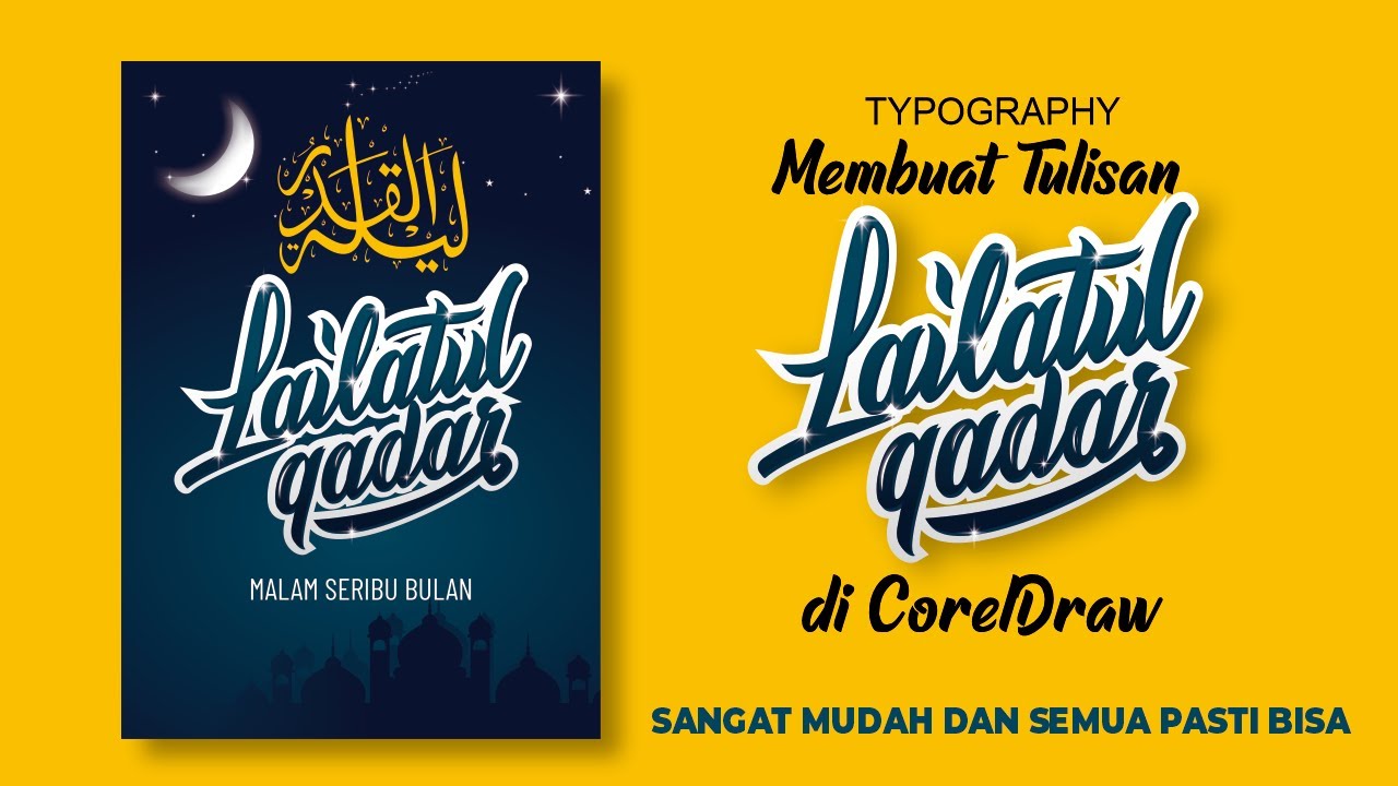 belajar membuat desain kaligrafi dan tipography lailatul qadar  | walldecor | Gunlar Channel