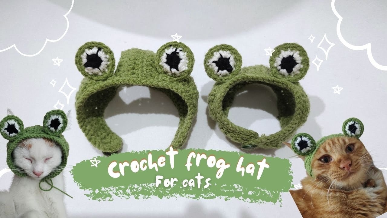 Frog hat for cats 🐸 | cara merajut topi kucing lucu