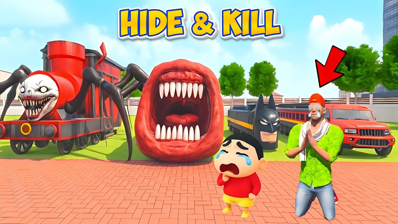 Franklin Play Hide & Kill With Gient Train 💥😱  Indian Theft Auto Simulator 🔥😱 